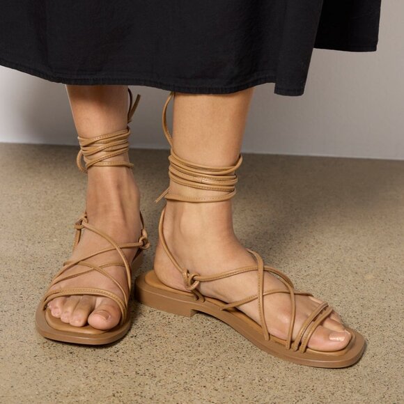 Like new Seychelles Lilac Two in Tan lace up gladiator greek sandal strappy wrap - Picture 1 of 8